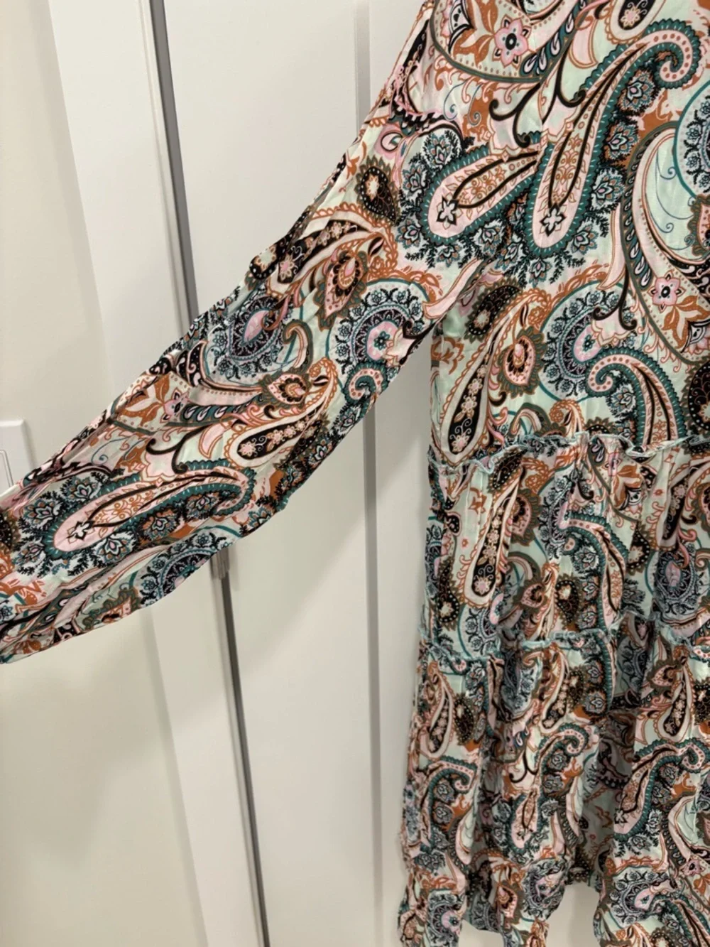 Anthropologie Cady Tiered Tunic Paisley Mock Neck Dress Size Small - Picture 9 of 16